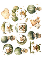 Opłatek na tort MISIE BALONIKI ZIELONE WZ.I