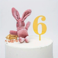 Topper na tort ZŁOTY cyfra 6 SZEŚĆ SZÓSTKA 11x4 cm