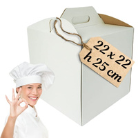 Mocne pudełko na tort 22x22x25 cm z rączką