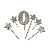 Dekoracja topper cyfra 0 SREBRNY Slado