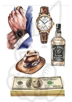 Wydruk jadalny MĘSKI ZEGAREK, ALKOHOL, PIENIĄDE WZ. I