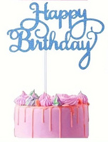 Papierowy topper na tort HAPPY BIRTHDAY NIEBIESKI WZ.II
