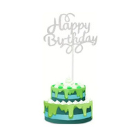 Papierowy topper na tort HAPPY BIRTHDAY SREBRNY WZ.I