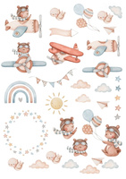 Opłatek na tort ROCZEK CHŁOPIEC MISIE SAMOLOTY WZ. I