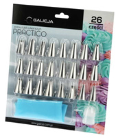 Zestaw 26 części: tylki, worek cukierniczy oraz adapter do dekoracji ciast tortów Galicja