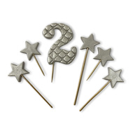 Dekoracja topper cyfra 2 SREBRNY Slado