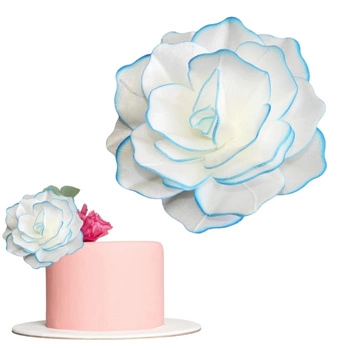 Dekoracja waflowa RÓŻA Pastella BIAŁO NIEBIESKA Rose Decor