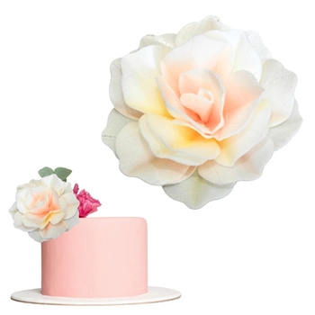 Dekoracja waflowa RÓŻA Pastella CIENIOWANY ŁOSOSIOWY Rose Decor