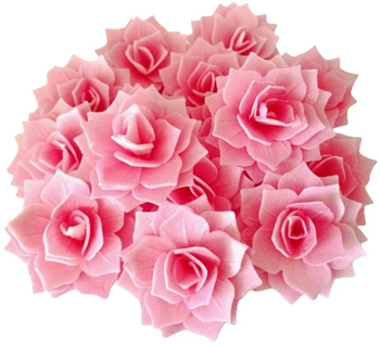 Dekoracja waflowa Różyczka Rozalia RÓŻOWA 3 szt. Rose Decor