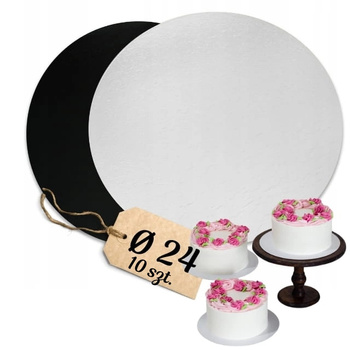 Dwustronny podkład pod ciasto 24 cm 10 szt. CZARNO - BIAŁY