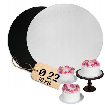 Dwustronny podkład pod ciasto 22 cm 10 szt. CZARNO - BIAŁY