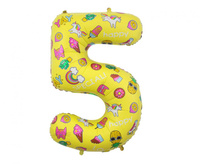 #BFC14 Balon foliowy Cyfra 5, obrazki, 78 cm KK