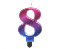 #SC7 Świeczka B&C cyferka 8, Night Sky, metaliczna, 8 cm