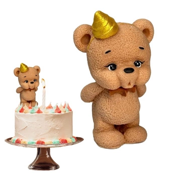 Figurka cukrowa na tort figurka MIŚ Z CZAPECZKĄ 10 cm BRĄZOWY WZ. II Slado