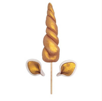 Dekoracja cukrowa RÓG JEDNOROŻCA Z USZAMI