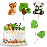 Zestaw figurek cukrowych na tort PANDA I TYGRYS ZWIERZĘTA dekoracje 2D Slado