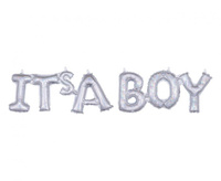 #BFK Balon foliowy Napis "IT'S A BOY", srebrny holograficzny, zapakowany