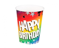 #ZKU Kubeczki papierowe 'Happy Birthday', 250 ml, 10 szt.