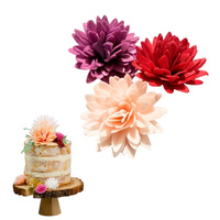 Kwiaty waflowe na tort ASTRY ODCIENIE BEŻU FIOLETU ORAZ CZERWIENI 3 szt.