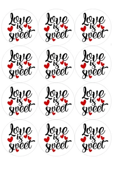 Opłatek na muffinki LOVE SERDUSZKA WALENTYNKI WZ. VI