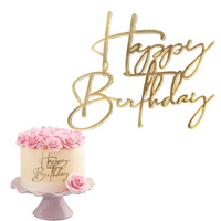 Akrylowy decor topper na bok tortu HAPPY BIRTHDAY ZŁOTY WZ.II