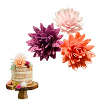 Kwiaty waflowe na tort ASTRY ODCIENIE BEŻU POMARAŃCZU I FIOLETU 3 szt.