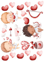 Opłatek na tort AMORKI LOVE SERDUSZKA WZ.I