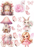 Opłatek na tort WRÓŻKA MOTYLKI KRÓLICZEK WZ.I