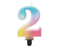 #SC13 Świeczka cyferka 2, ombre, pastelowa, 8 cm KK