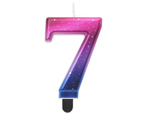 #SC7 Świeczka B&C cyferka 7, Night Sky, metaliczna, 8 cm