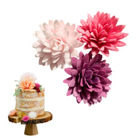 Kwiaty waflowe na tort ASTRY ODCIENIE BEŻU RÓŻU I FIOLETU 3 szt.