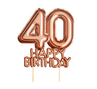 #DEI Piker "Glitz & Glamour",złoto-różowy napis 40 HAPPY BIRTHDAY