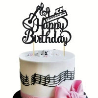 Topper na tort Happy Birthday MUZYKA PIANINO GITARA