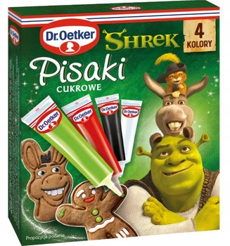 Pisaki cukrowe do dekoracji ciastek pierników SHREK 4 szt. 76g Dr.Oetker