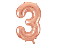 #BFC Balon foliowy UQ 34" Cyfra 3, różowo-złota