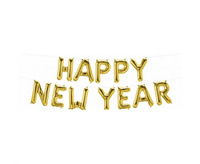 #BFK Balon foliowy 16" QL Napis "Happy New Year", złoty KK