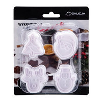 Zestaw 4 wykrawaczek ze stemplem: choinka, mikołaj, renifer, bałwan Galicja