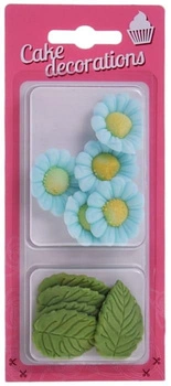 Rumianki cukrowe z liśćmii NIEBIESKIE Rose Decor
