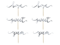 Toppery na muffinki słodki stół 6 szt. SREBRNE