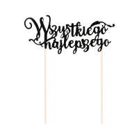 Topper na tort Wszystkiego Najlepszego CZARNY Part Pal