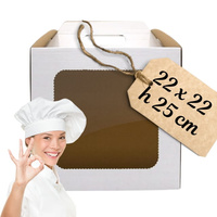 Pudełko z oknem na tort 22x22x25 cm