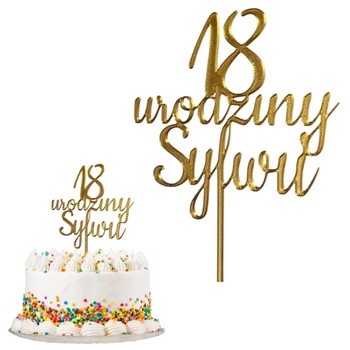 Topper na tort personalizowany Cyfra + urodziny + imię