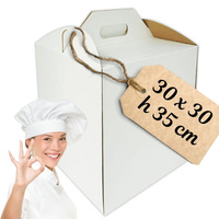 Wysokie pudełko na tort 30x30x35 cm z rączką