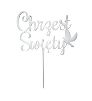 Topper "Chrzest Święty" BIAŁY z gołębicą