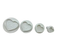 Zestaw 4 szt. foremek stempli z tłoczkiem do ciasteczek SERCA