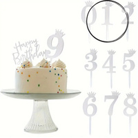 Topper na tort SREBRNY Z KORONĄ cyfra 1 JEDEN JEDYNKA 11x4 cm