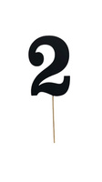 Topper na tort cyfra 2 CZARNY, 22 cm