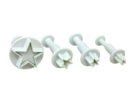 Zestaw 4 szt. wykrawaczek foremek do dekoracji z masy cukrowej z tłoczkiem GWIAZDKI