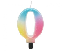 #SC13 Świeczka cyferka 0, ombre, pastelowa, 8 cm KK