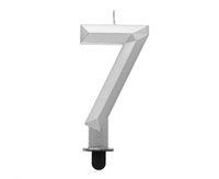 #SC17 Świeczka cyferka 7 - Diament, metalik srebrny, 7.6 cm